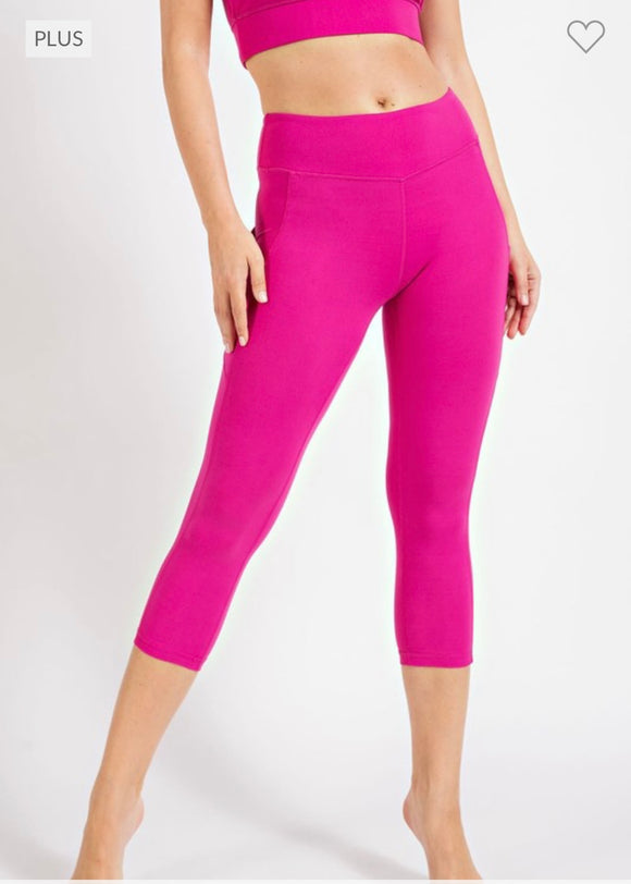 Hot Pink Capri Leggings w/ Pockets