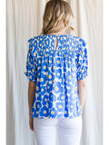 Floral Print Top w/ Smocked Yoke