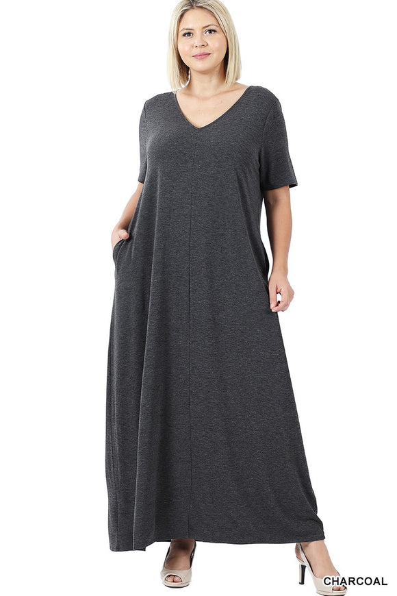 Charcoal V-Neck Maxi