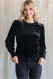 Black Velvet Sweatshirt Top