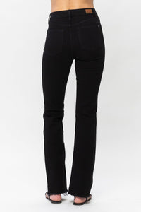 HW Button Fly Raw Hem Bootcut