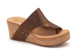 Corky’s Brown Glitter Flirty Wedges