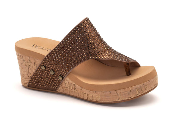 Corky’s Brown Glitter Flirty Wedges