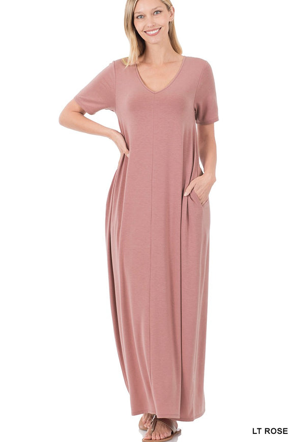 Mauve V-Neck Maxi