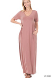 Mauve V-Neck Maxi
