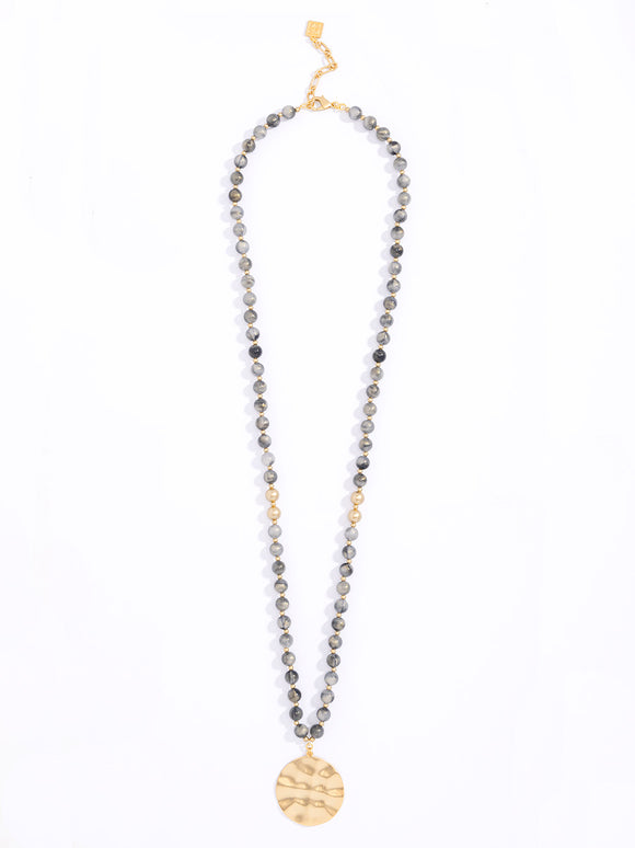 Iridescent Medallion Long Necklace