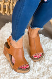 Corky’s Cognac Smooth Carley Wedge Sandals