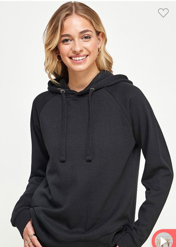 Black Fleece Hoodie W/ Side Slit