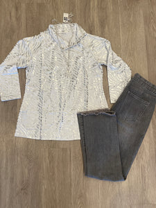 Silver Button Up Top