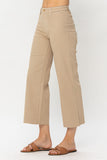 HIGH WAIST KHAKI CROP WIDE LEG