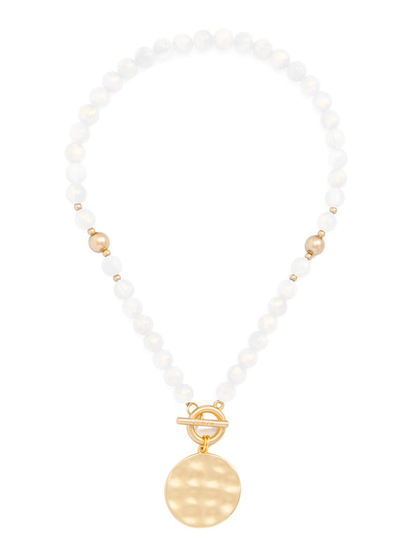 Iridescent Medallion And Toggle Pendant Necklace