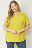 Kiwi V-neck Round Hem Top