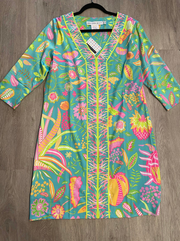 Bordertown Dress-Hummingbird Heaven-Ocean