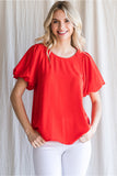 Tomato Red Puff Sleeve Top