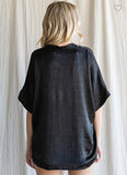 Black Glossy Boxy Top