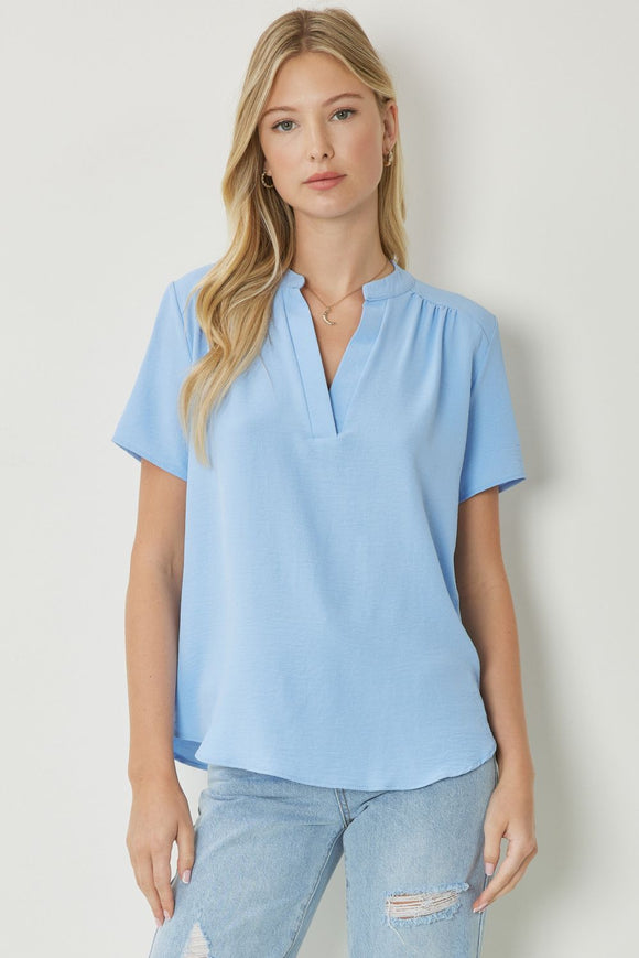 Blue V-neck Top