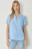 Blue V-neck Top