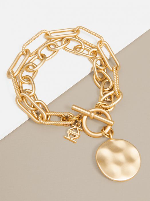 Oval & Paper Clip Links Coin Bracelet