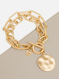 Oval & Paper Clip Links Coin Bracelet