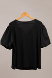 Balloon Sleeve V-Notch Top