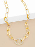 Pavé Mariner Link Paperclip Collar Necklace