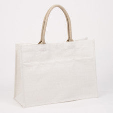 White Jute Pocket Tote