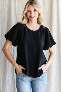 Black Puff Sleeve Top