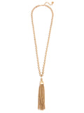 Matte Metal Beaded Necklace with Beaded Tassel