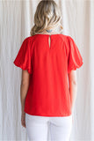 Tomato Red Puff Sleeve Top