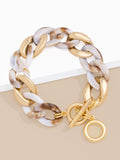 Marbled Beige Mixed Curb Chain Bracelet