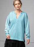 Turquoise Terry Knit Pullover