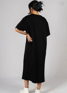 Black Scuba Modal MIDI T-Shirt Dress