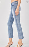 Mid-Rise Straight Raw Edge Jeans