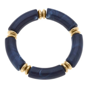 Lelani Resin Disc Stretch Bracelet in Navy