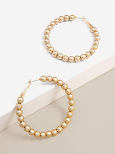 Matte Metal Beaded Hoop Earring