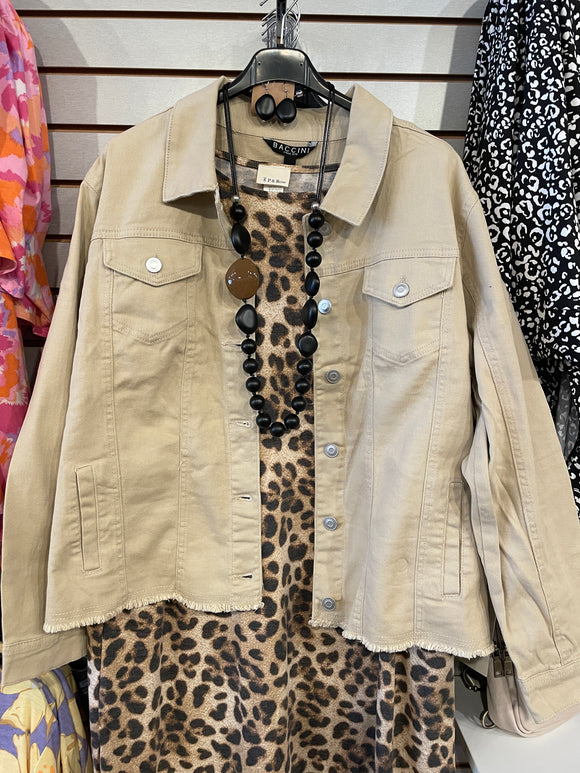 Tan Frayed Denim Jacket