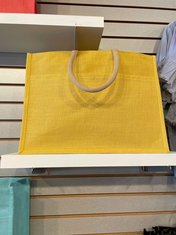 Yellow Jute Pocket Tote