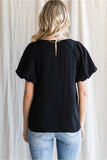 Black Puff Sleeve Top