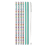 Pretty In Plaid + Mint Reusable Straw Set