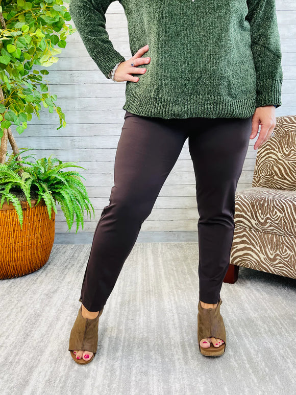 Lulu-B Chocolate Pull-On Ankle Pant
