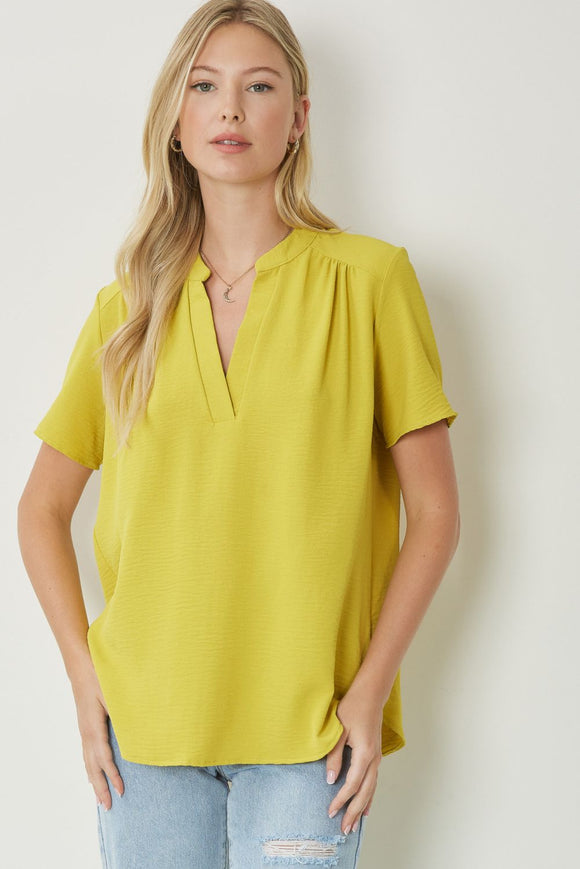 Kiwi V-neck Round Hem Top