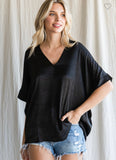 Black Glossy Boxy Top