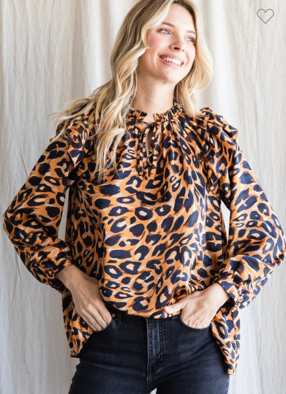 Toffee Ruffle Shoulders Top