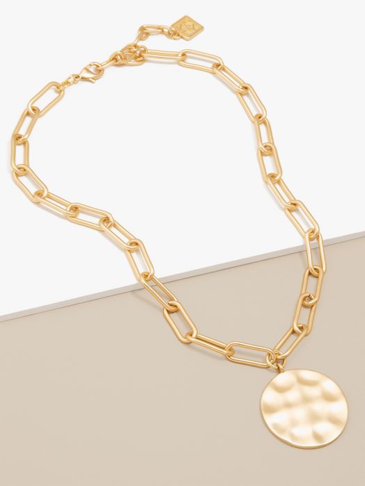 Hammered Medallion Collar Necklace