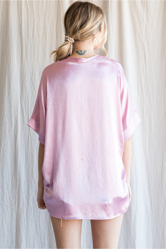 Pearl Pink Glossy Boxy Top