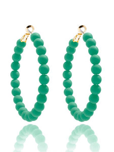 Matte Beaded Hoop Earring
