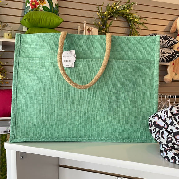 Mint Jute Pocket Tote