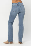 HIGH WAIST TUMMY CONTROL RAW HEM SLIM BOOTCUT