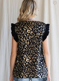 Black Metallic Leopard Print Knit Top