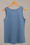 Italian Linen Tank w/ Floral Applique
